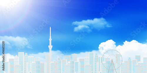 東京　ビル　風景　背景