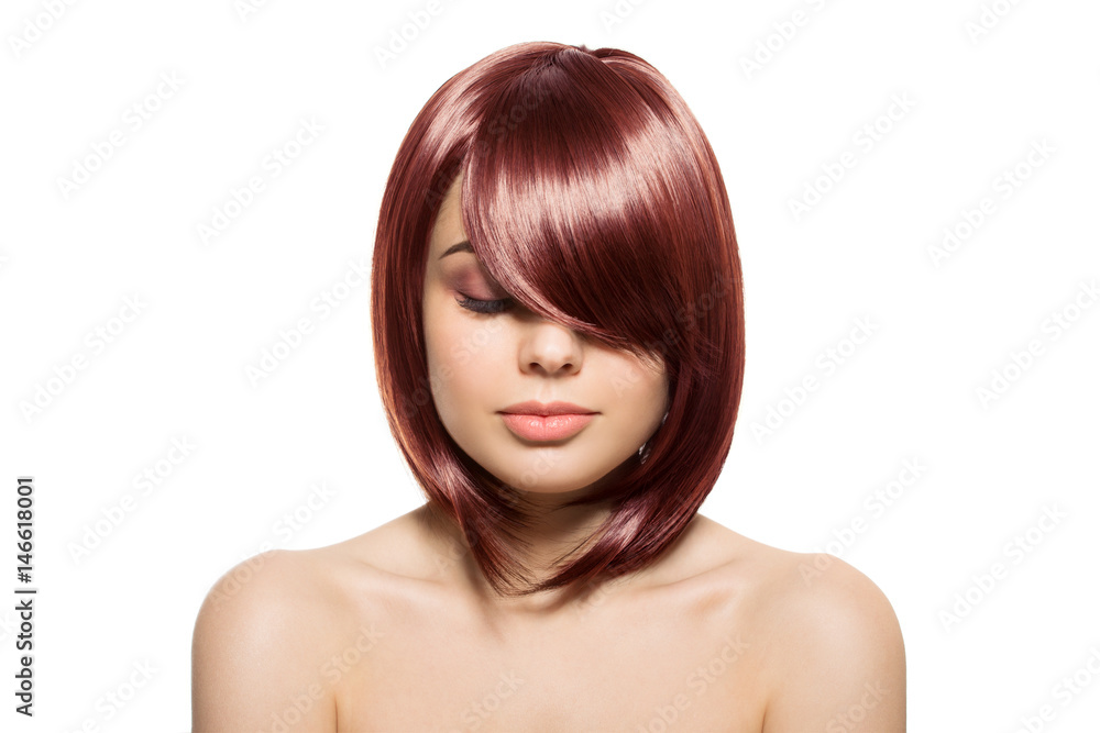 Portrait Of Beautiful Young Redhair Woman With Long Wavy Hair. Isolated On White Background. Portrait Of Beautiful Young Redhair Woman With Long Wavy Hair. Isolated On White Background.