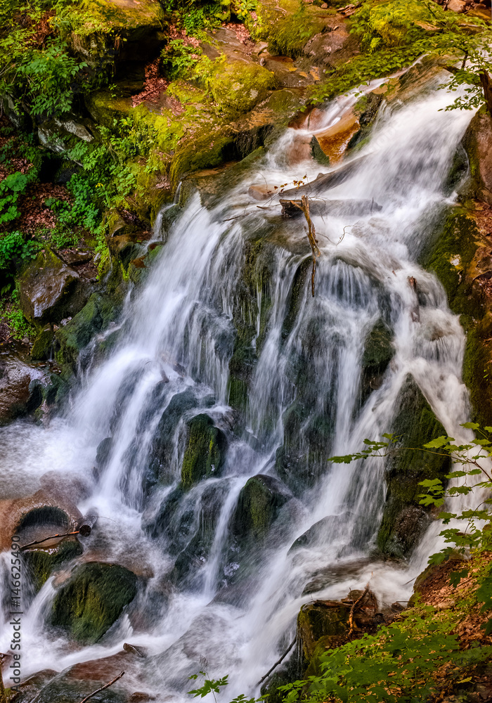 waterfall Shypot in Carpathian forest