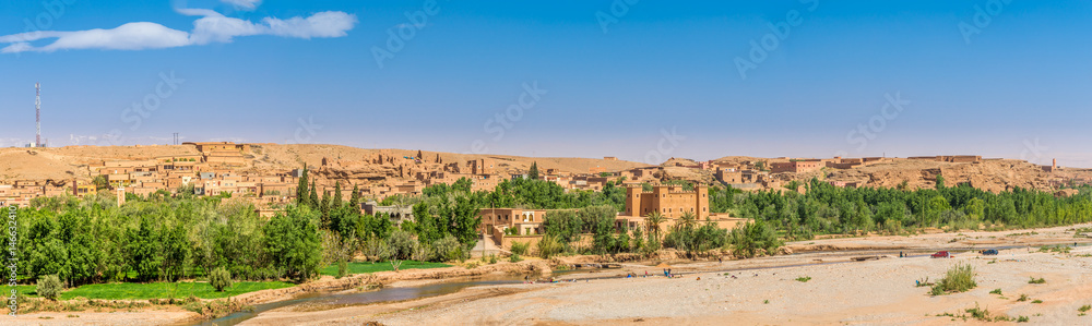 Panoramic view at the Boumalne Dades oasis near Kalaat M Gouna in Rose Valley of Morocco