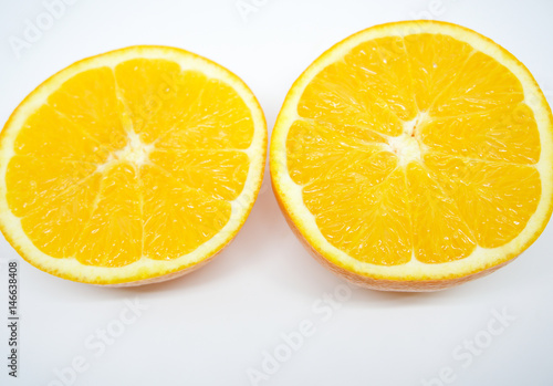 sliced orange on isolated background