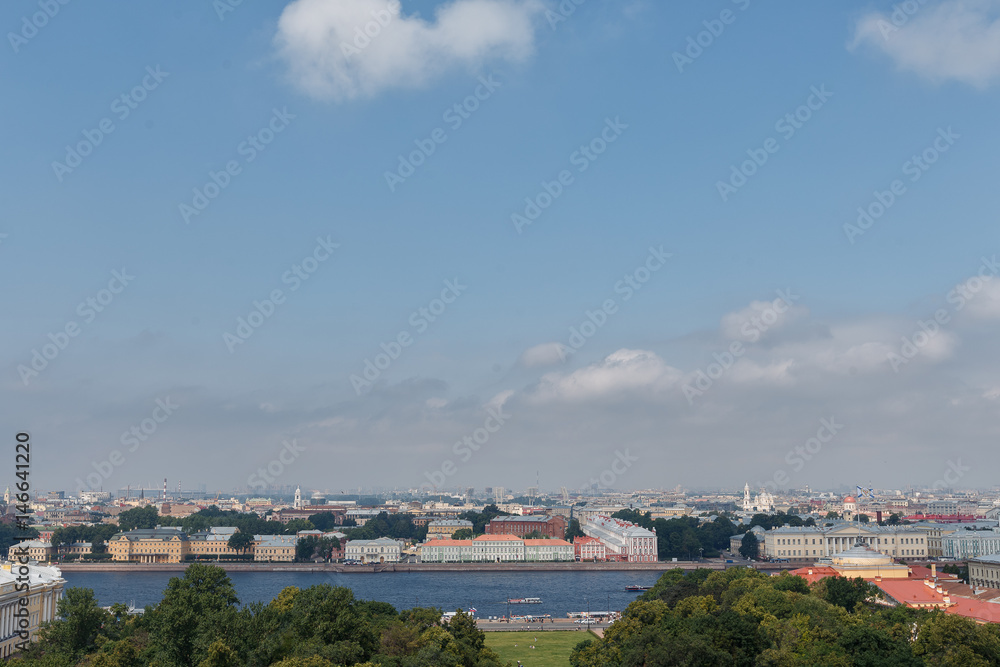 View of the river Neva of St. Petersburg with the colonnade of St. Isaac's SWAT.