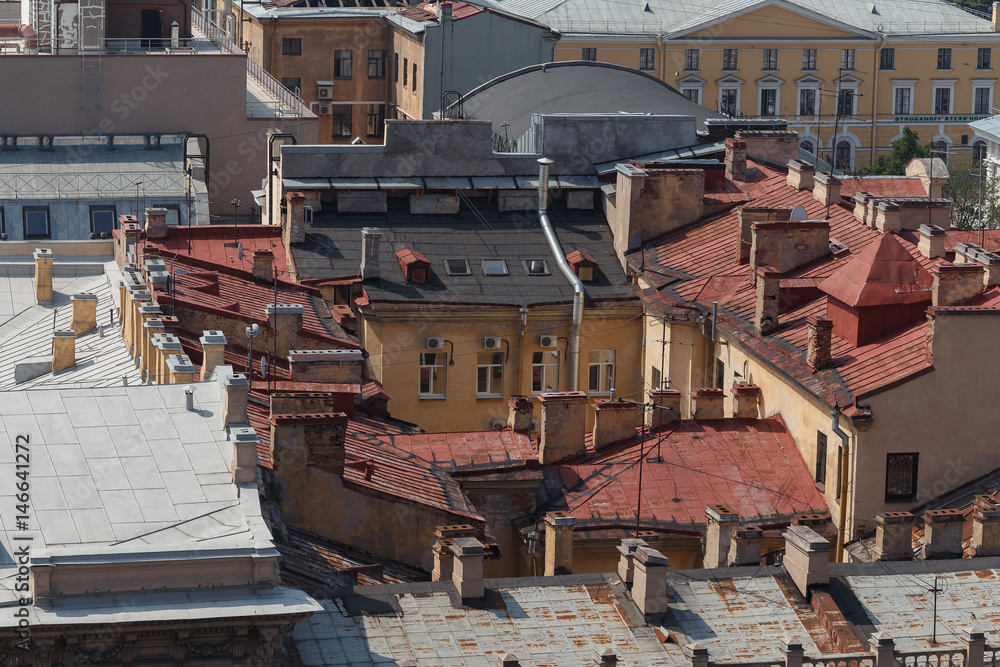 View of St. Petersburg from the roof of the house.