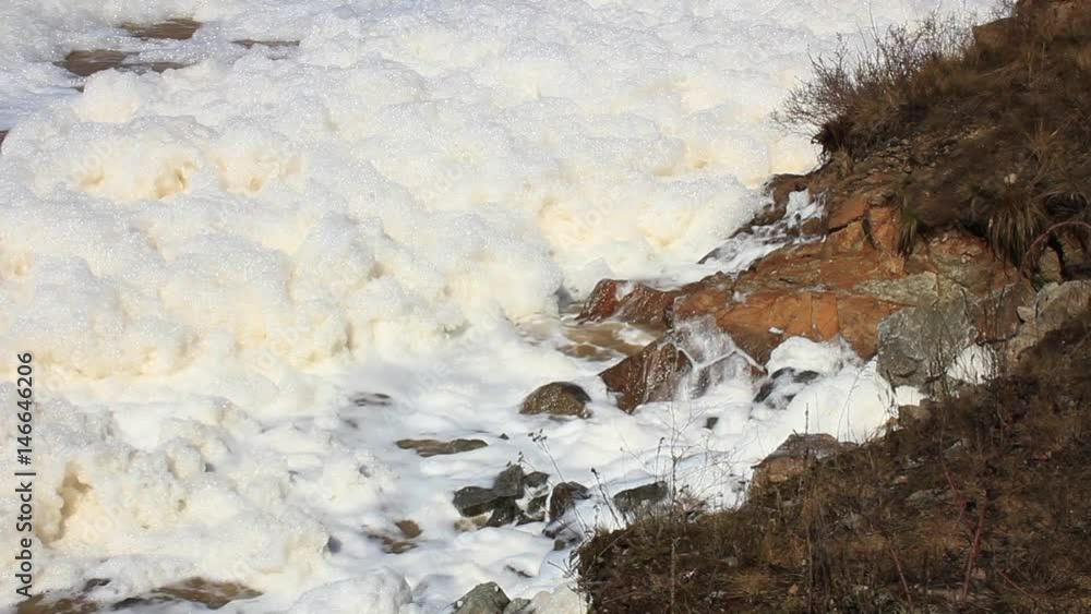 Sea foam ashore