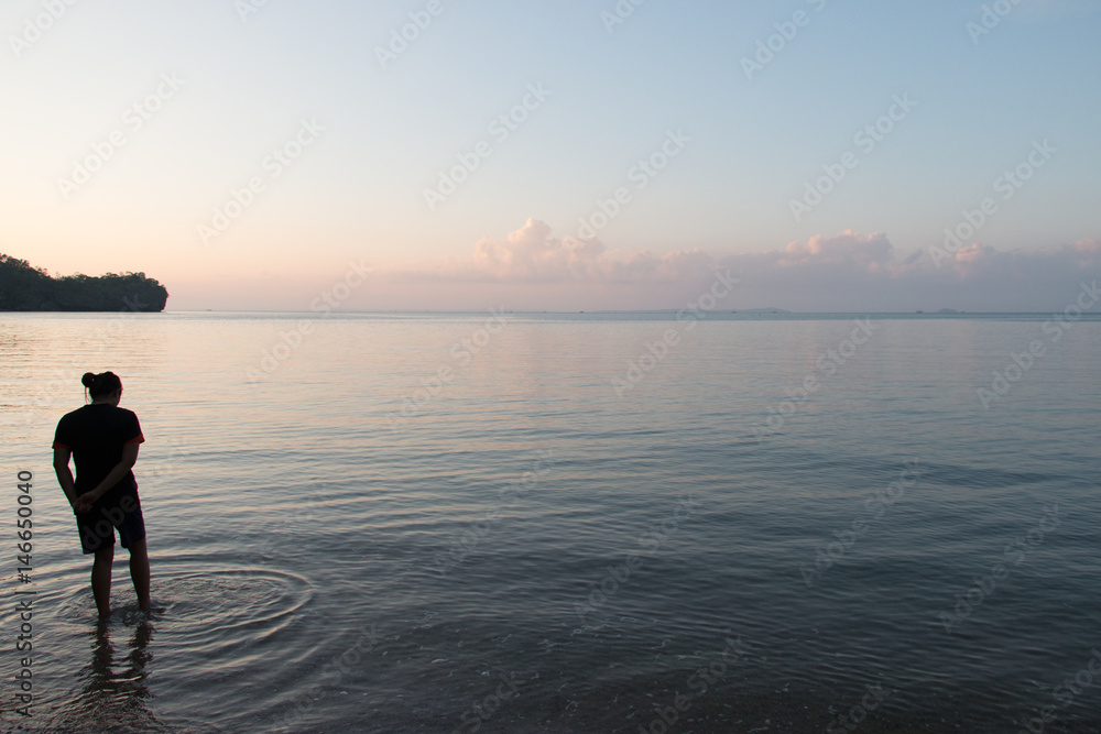 Fototapeta premium Backgrounds of sea in the morning.