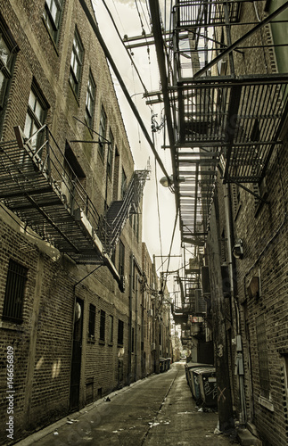 Narrow street in Chinatown, Chicago, Illinois, USA