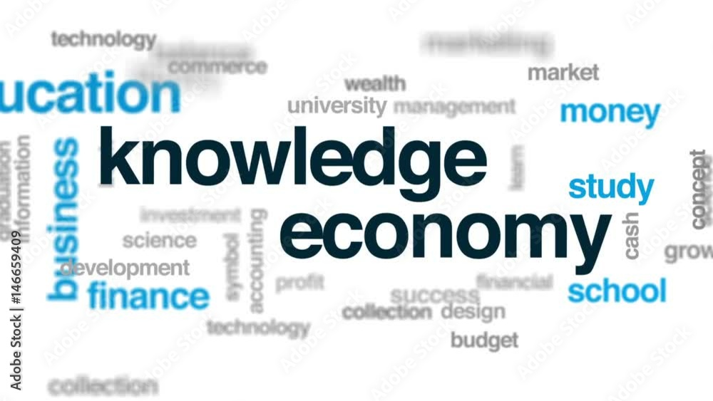 Knowledge economy animated word cloud, text design animation. Knowledge economy animated word cloud, text design animation.