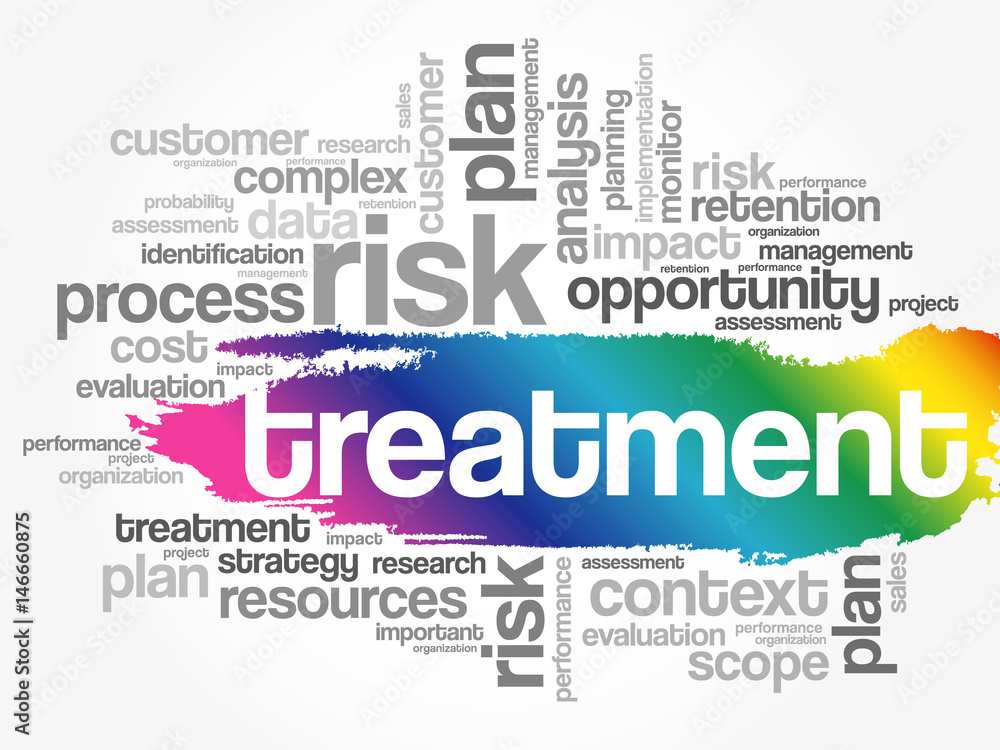 Treatment word cloud collage, business concept background
