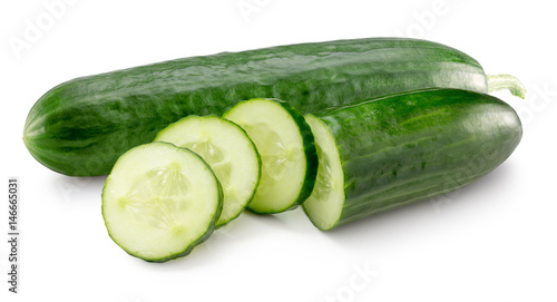 cucumber with slices isolated on a white background
