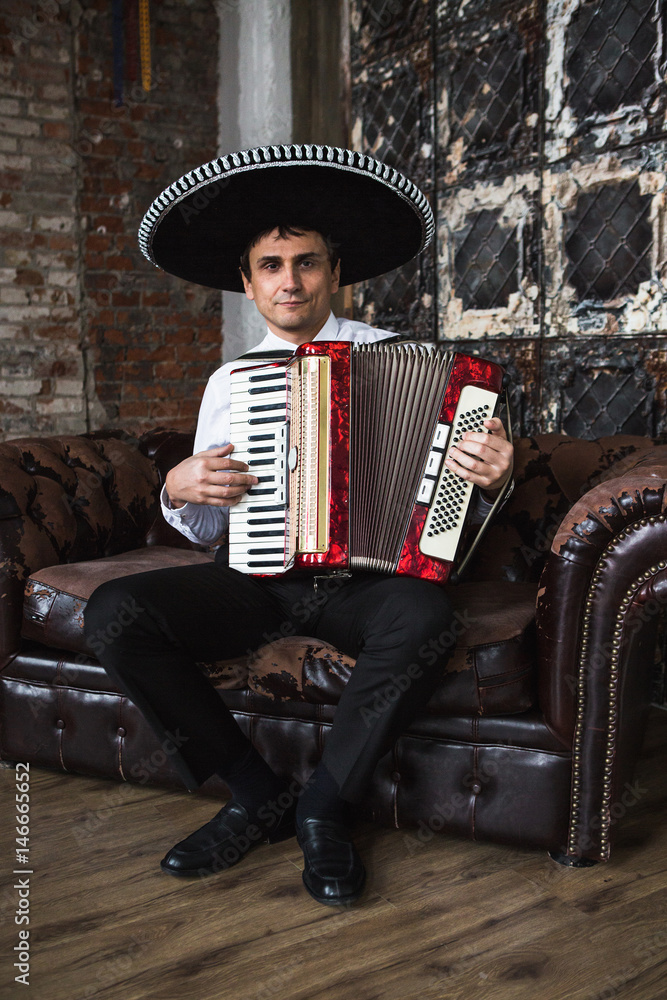 Mexican musician with accordion Stock Photo Adobe Stock
