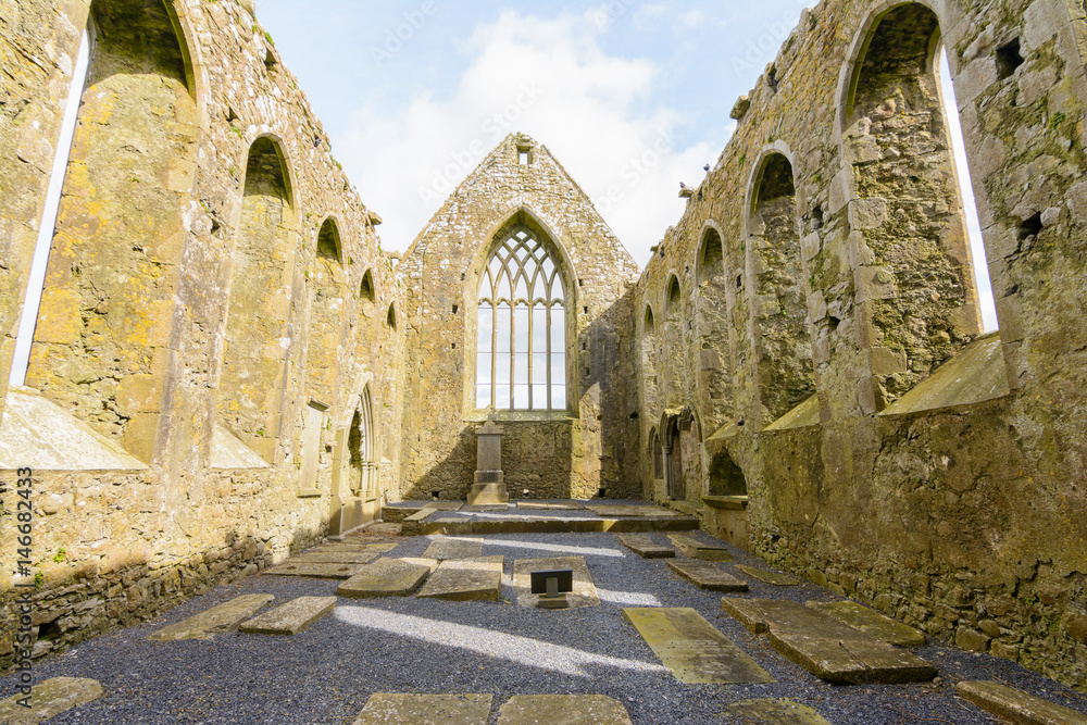 Fototapeta premium ruins of claregalway abbey in Galway county, Ireland