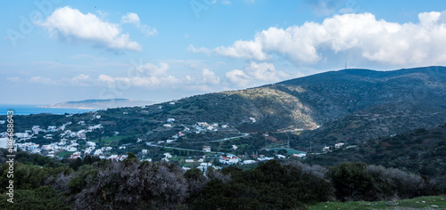 A panorama view near Batsi, Andros island.
