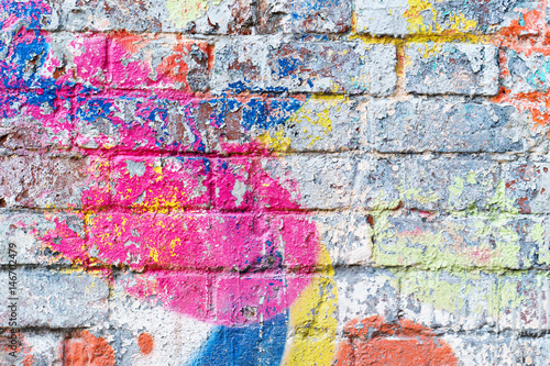 the old brick wall in colored paint. background