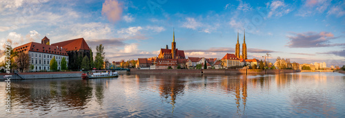 Wroclaw, Poland- Panorama of the historic and historic part of the old town "Ostrow Tumski".