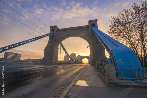 Naklejka na ścianę Wrocław, Polska - Most Grunwaldzki na Odrze