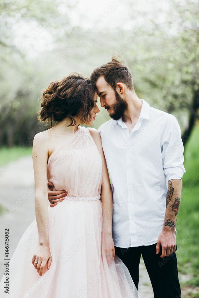 Portrait of beautiful bride and groom Portrait of beautiful bride and groom