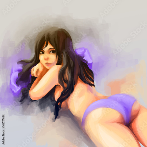 woman painting bikini sexy