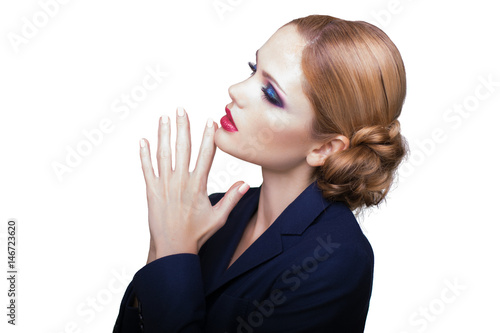 Beautiful mature business woman isolated over white background.