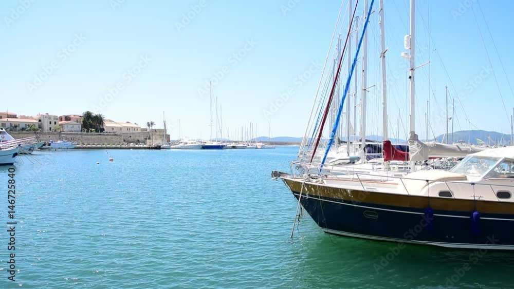 Sailing boats in Alghero harbor, Sardinia
