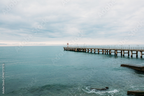 Lighthouse on the pier. Black Sea. Sochi