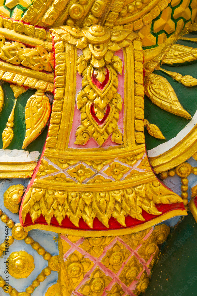 striped Thailand, detail of Thai style in Buddha temple, Thailand