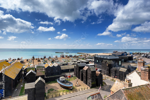 Looking across the Stade in Hastings in Sussex photo