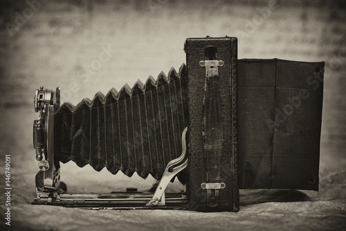 vintage camera with bellows. Retro style