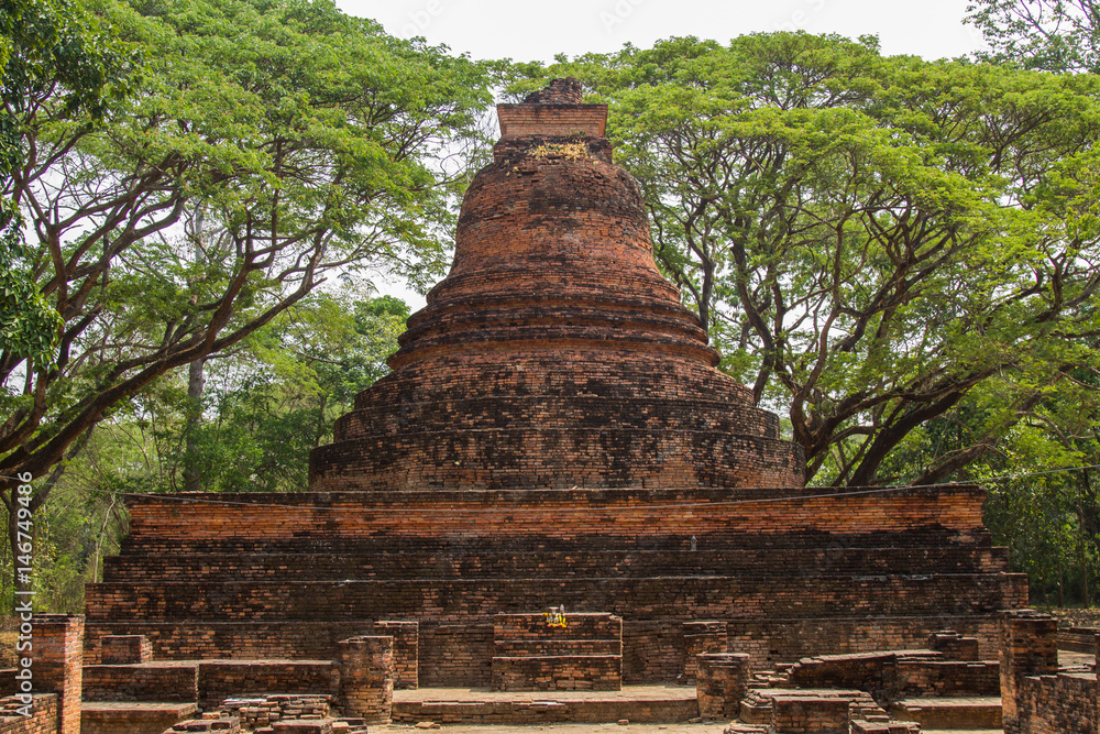 Ancient remains of Wat Ratchaburana temple, Phichit, Thailand