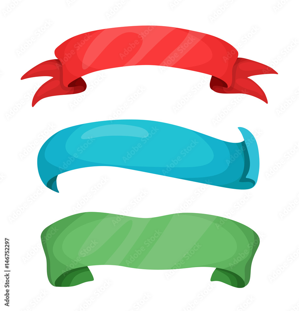 Obraz premium Set of vector cartoon colorful ribbon banners for your text
