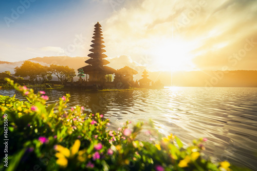 Pura Ulun Danu Bratan, Hindu temple on Bratan lake landscape, one of famous tourist attraction in Bali, Indonesia