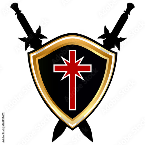 Templar Shield  vector icon.