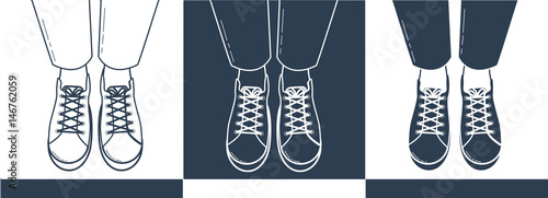 Silhouettes of feet in shoes