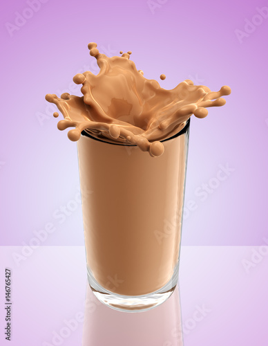 Splash of chocolate milk from the glass photo