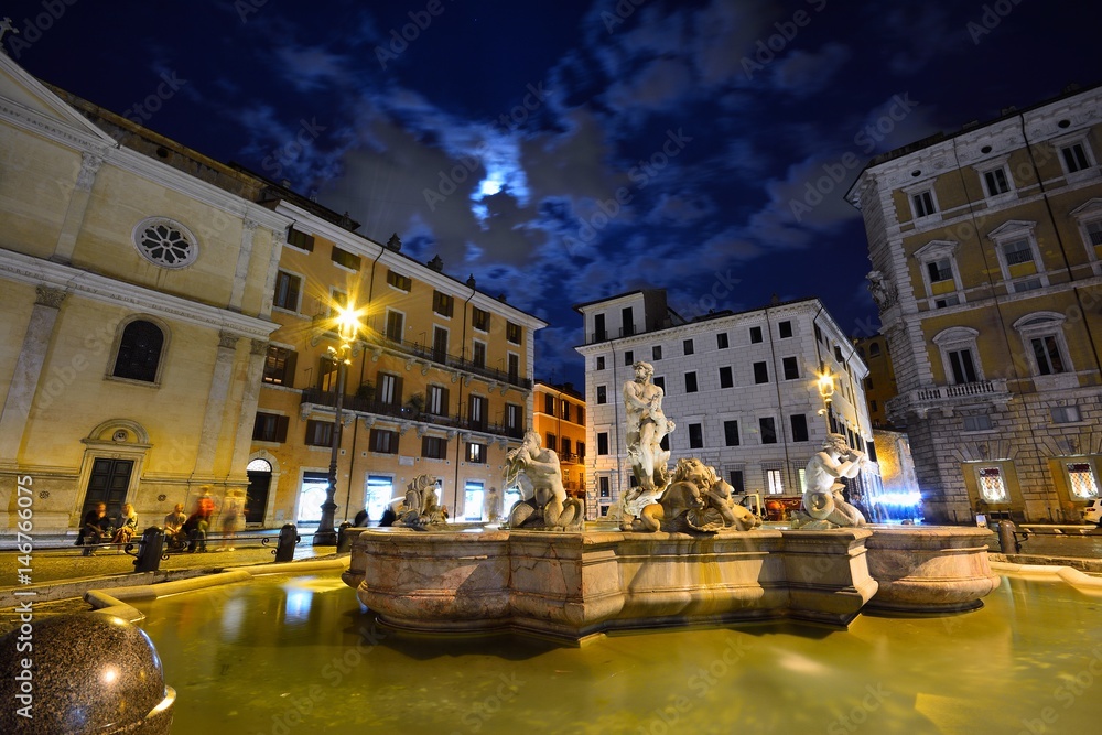 Fountain of the Moor in Piazza Navona .
