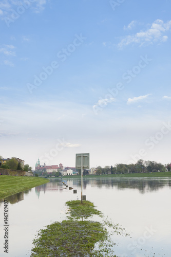 Poland, Krakow, Flooded River Bank