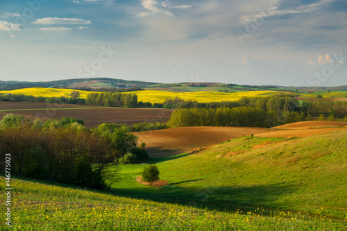 Countryside and green hills landscape