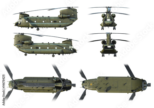 3D renders of army helicopter CH-47 Chinook