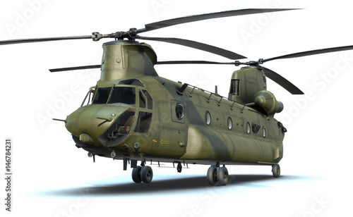3D render of army helicopter CH-47 Chinook photo