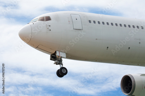 Passenger airplane approaching an airport