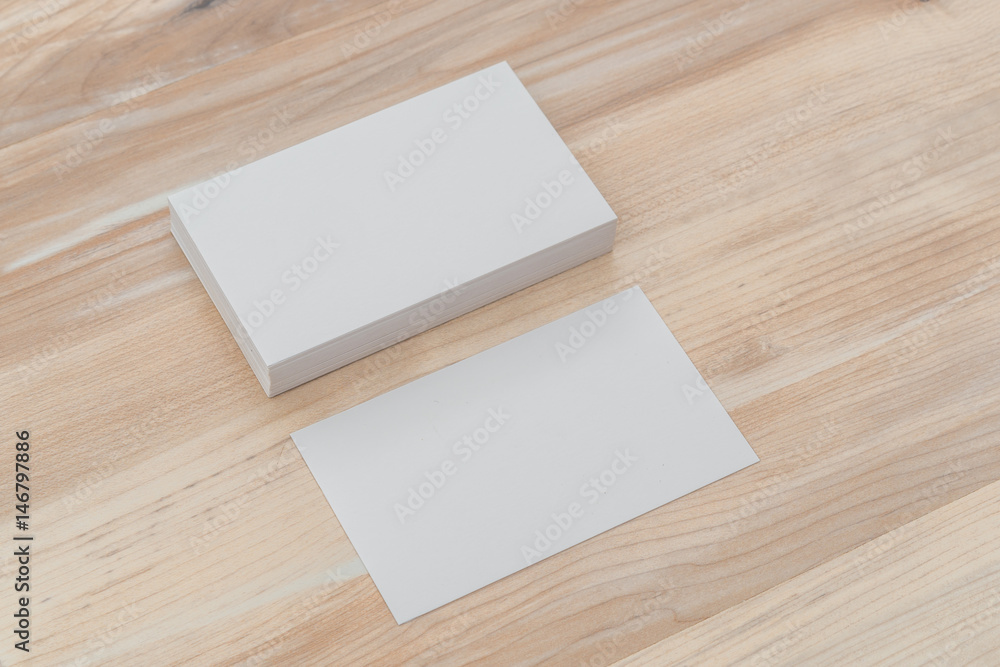 Business cards on wood table Business cards on wood table