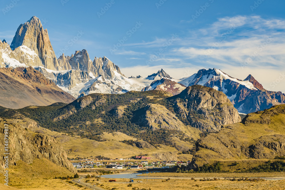 Fototapeta premium Snowy Andes Mountains, El Chalten, Argentina