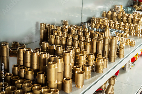 Plumbing equipment chrome and brass valves tees elbows