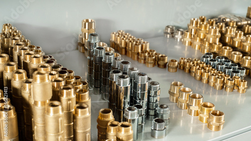 Plumbing equipment chrome and brass valves tees elbows