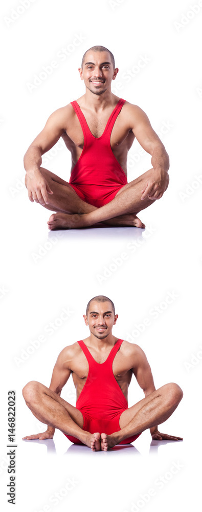 Young wrestler isolated on the white Young wrestler isolated on the white