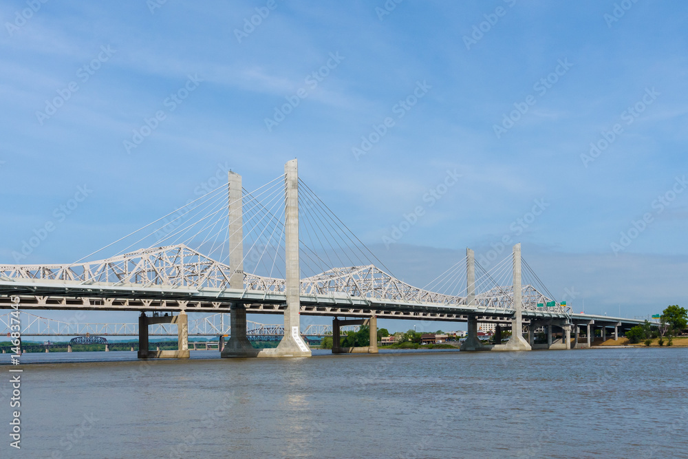View of Bridges on the  Ohio River in Louisville, Kentucky