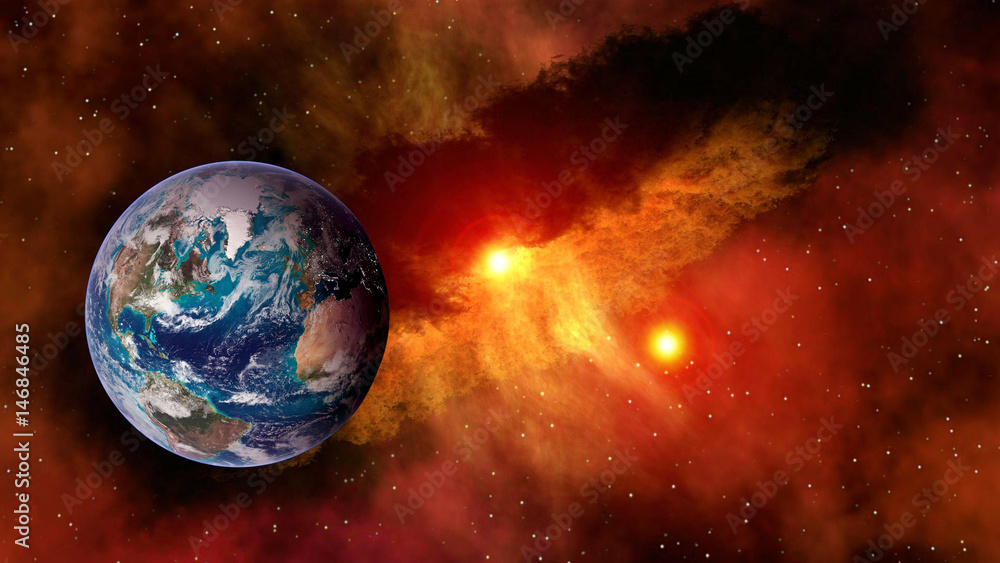 Obraz premium Outer space planet Earth sun astrology milky way solar system galaxy universe. Elements of this image furnished by NASA.