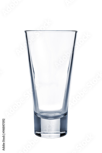 Transparent empty highball glass with reflection  isolated on white.
