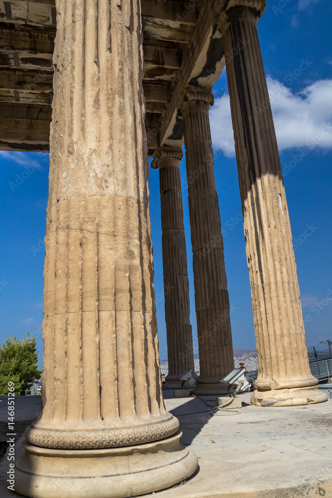 Acropolis Parthenon of Athens in Greece Column Pillar Close Up