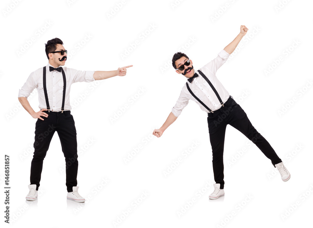 Young man with moustache isolated on white Young man with moustache isolated on white