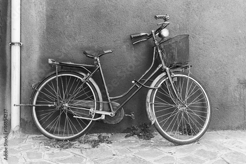 Old bicycle in black and white